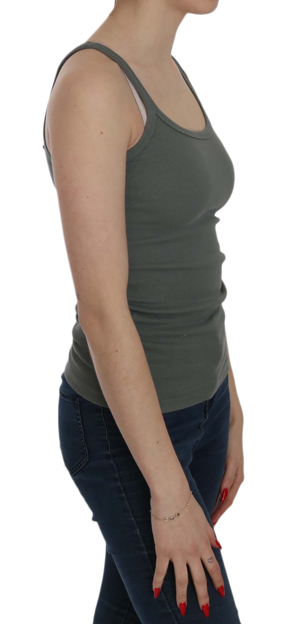 PINK MEMORIES Green Sleeveless Spaghetti Tank T-Shirt Blouse