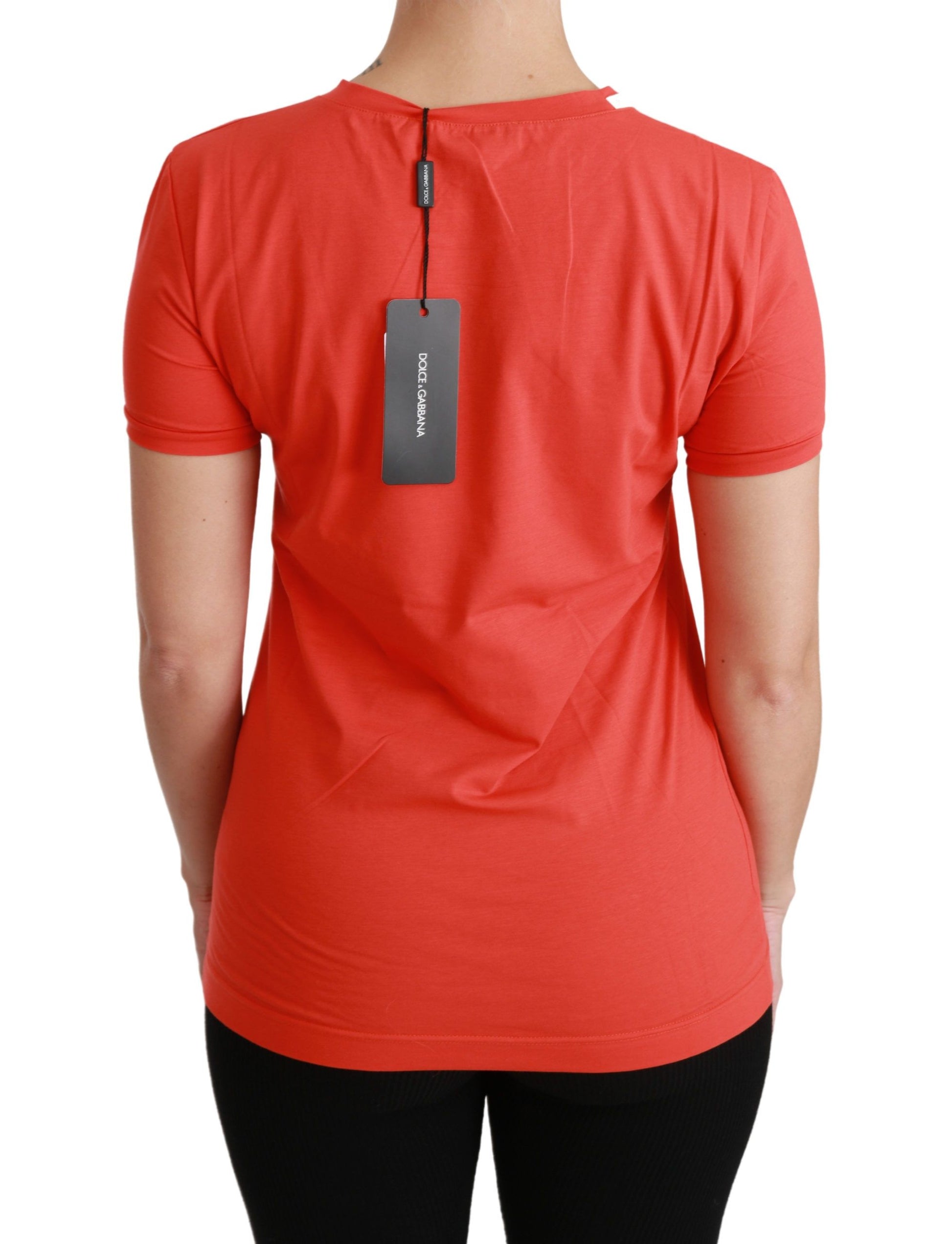 Dolce & Gabbana Red Crewneck Short Sleeve T-shirt Cotton Top