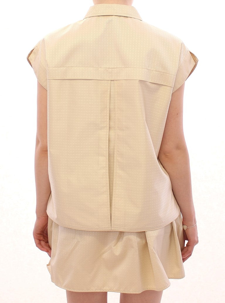 Andrea Incontri Beige Sleeveless Blouse Top