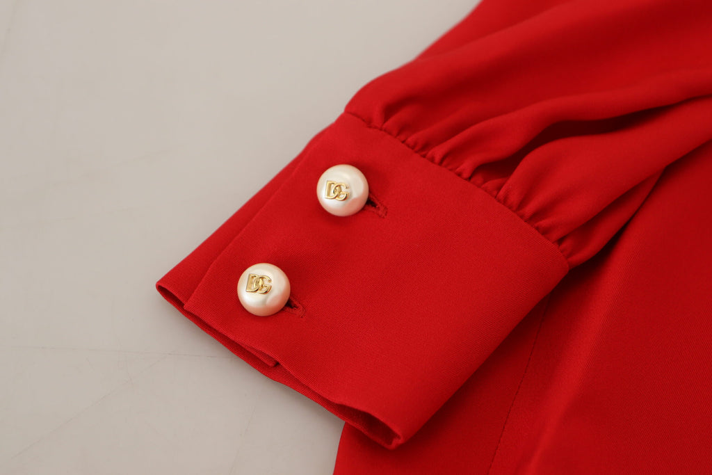 Dolce & Gabbana Red Silk Sheath A-line Knee Length Dress