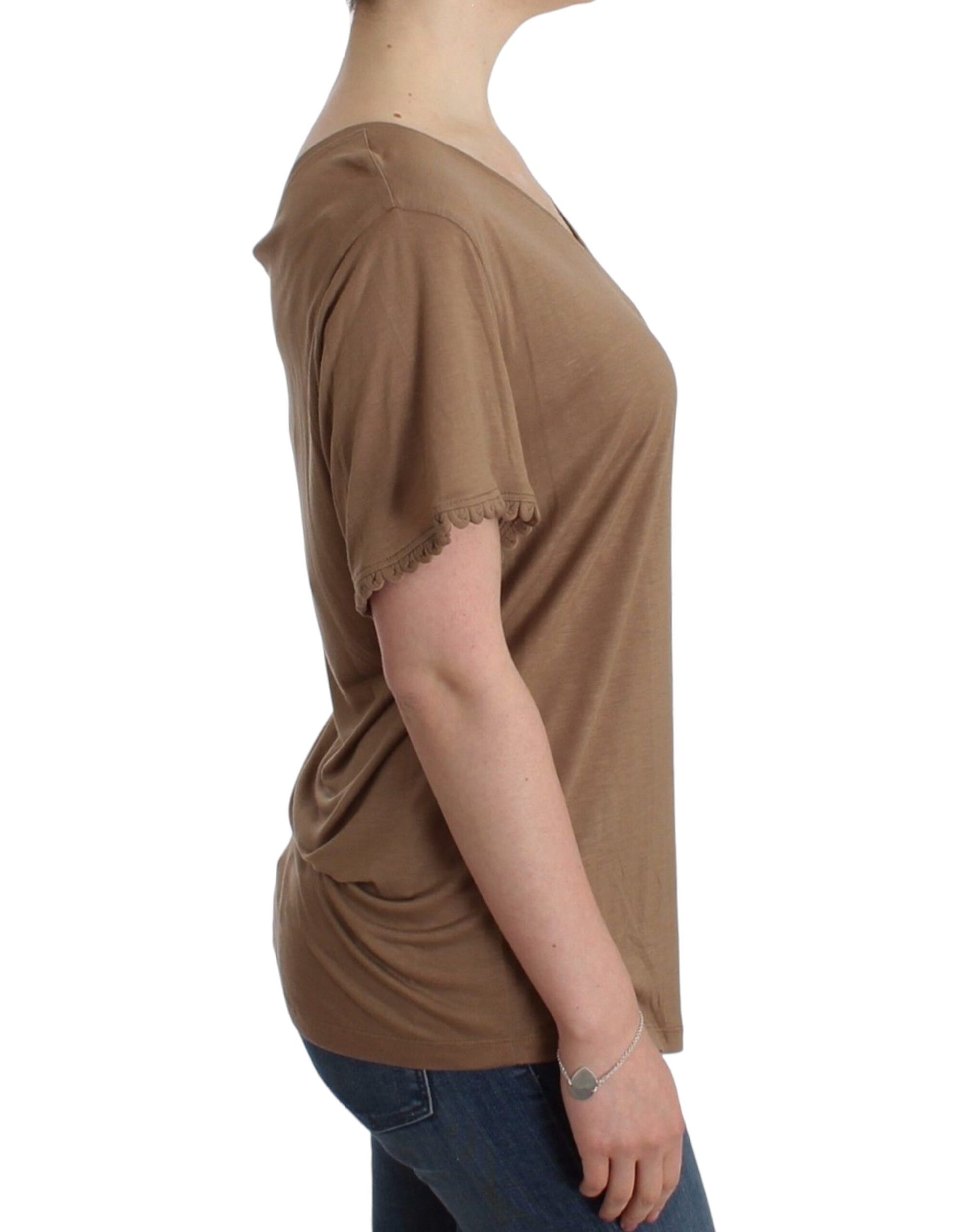 John Galliano Brown shortsleeved top
