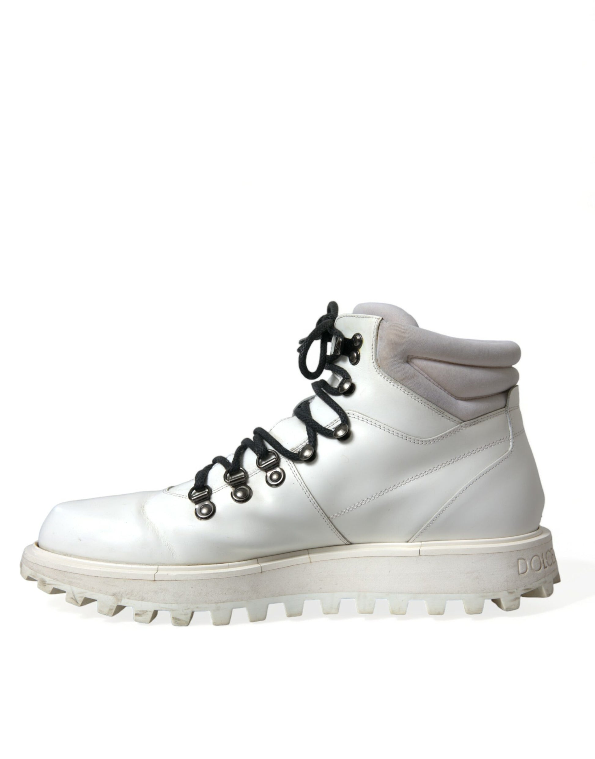 Dolce & Gabbana White Vulcano Trekking Ankle Boots Shoes
