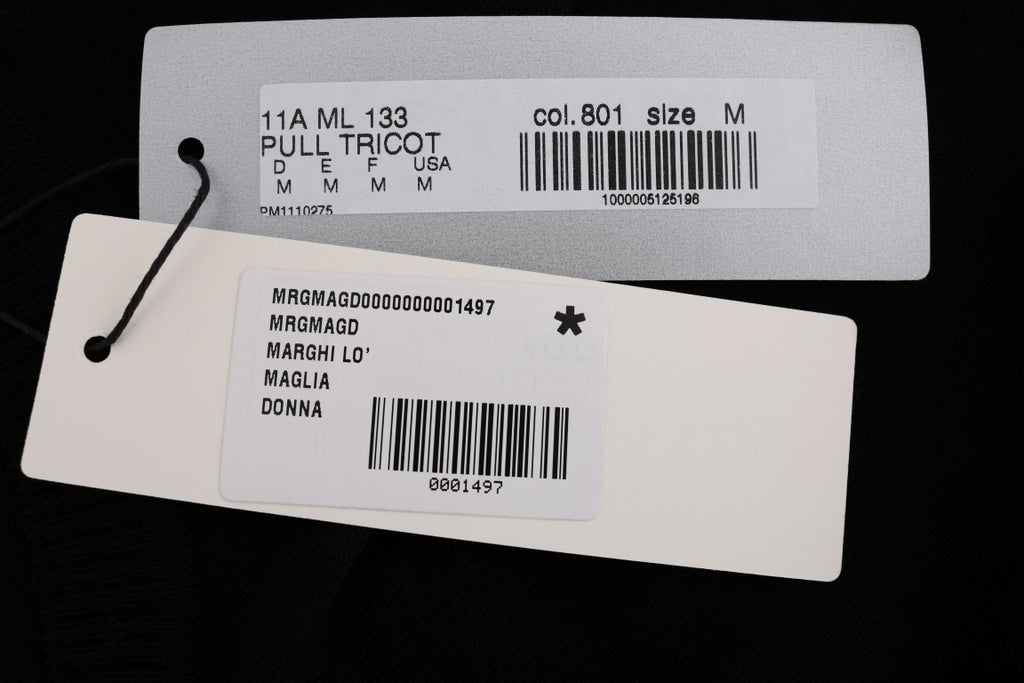 MARGHI LO' Black 100% Lana Wool Top Blouse T-shirt