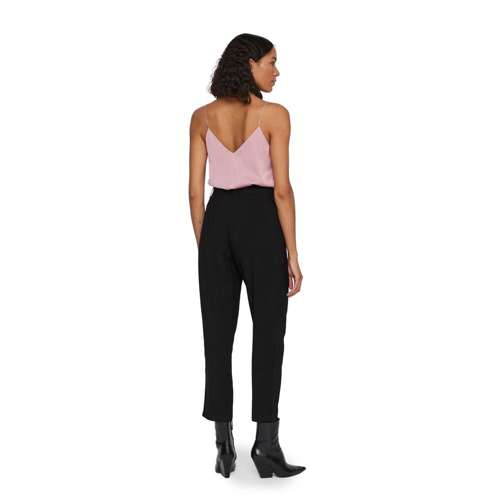 Vila Clothes Black Viscose Cropped Pants