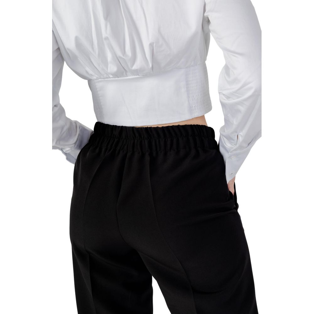 Sandro Ferrone Black Polyester Dress Pants