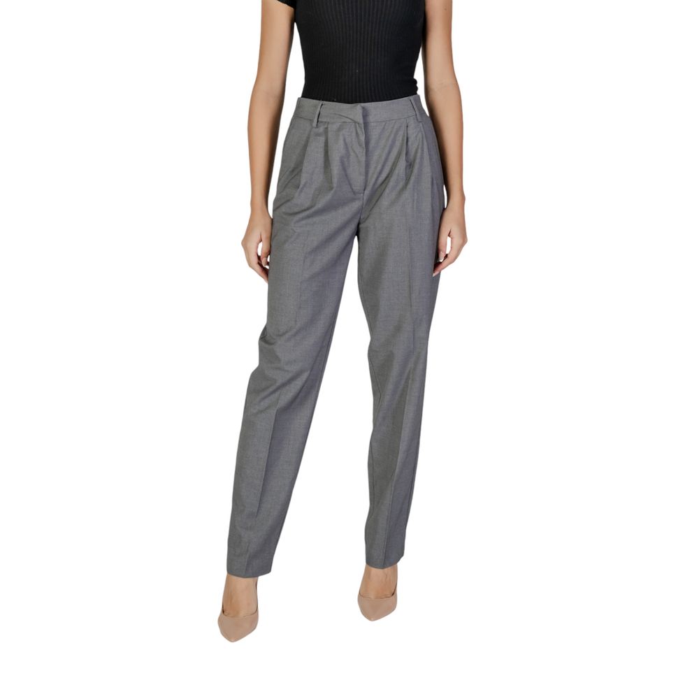 Vila Clothes Gray Polyester Pant