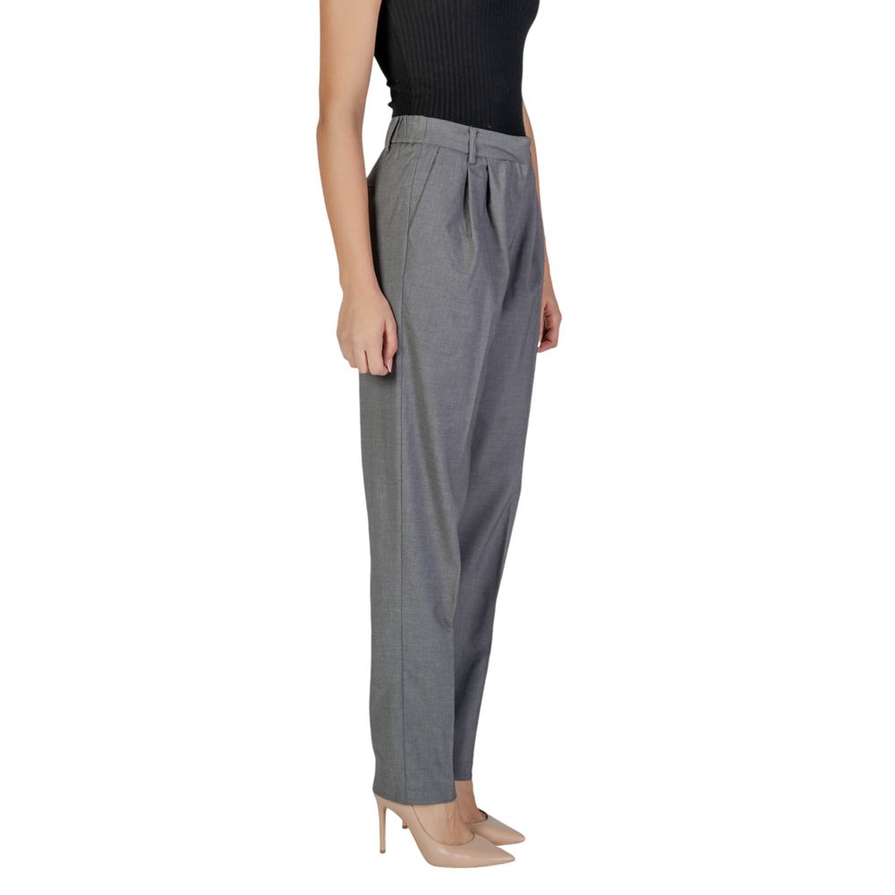 Vila Clothes Gray Polyester Pant