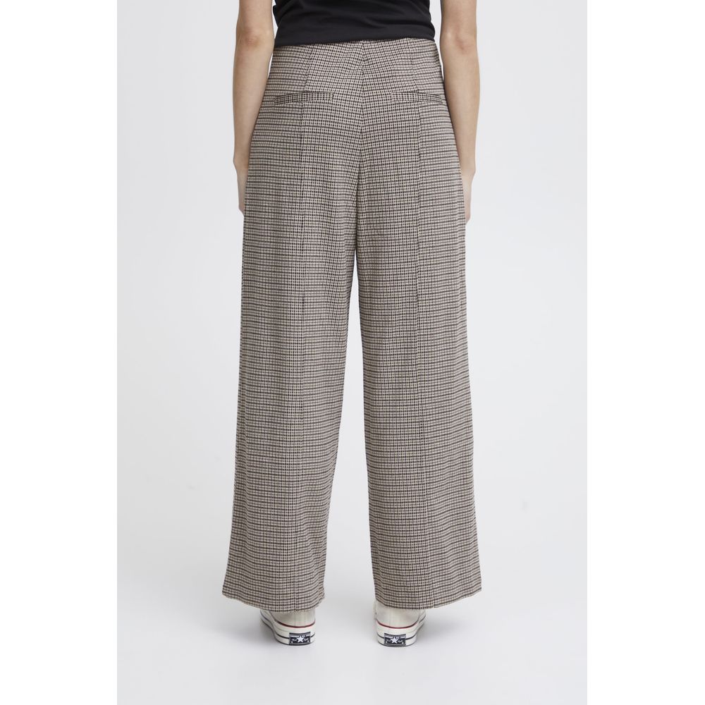 ICHI Beige Polyester Casual Pants