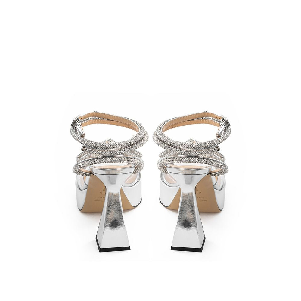 MACH & MACH Elegant Silver Leather Platforms