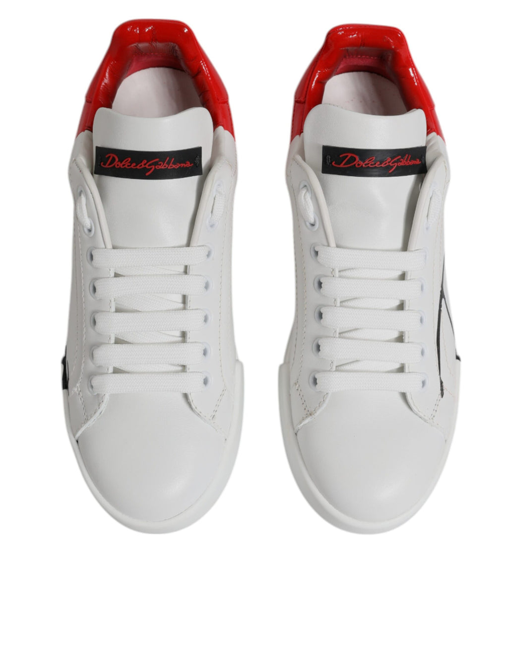 Dolce & Gabbana White Red Logo Portofino Sneakers Shoes