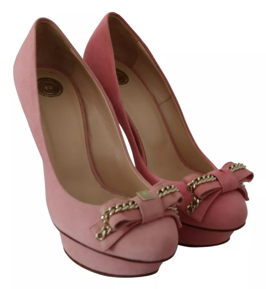 Elisabetta Franchi Pink Bow Stiletto Heel Pumps Shoes