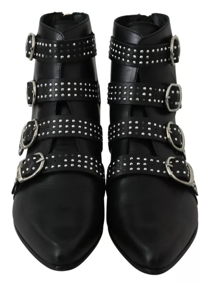 Dondup Black Fashion Buckled Zipper Ankle Boots Shoes