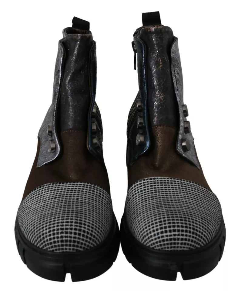 EBARRITO Multicolor Leather Suede Zipper Ankle Boots Shoes