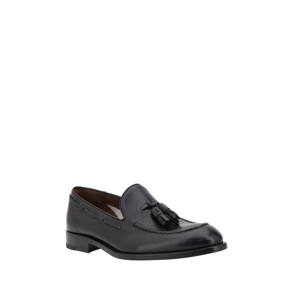 Fratelli Rossetti Black Calf Leather Bos Taurus Slip-On Loafers
