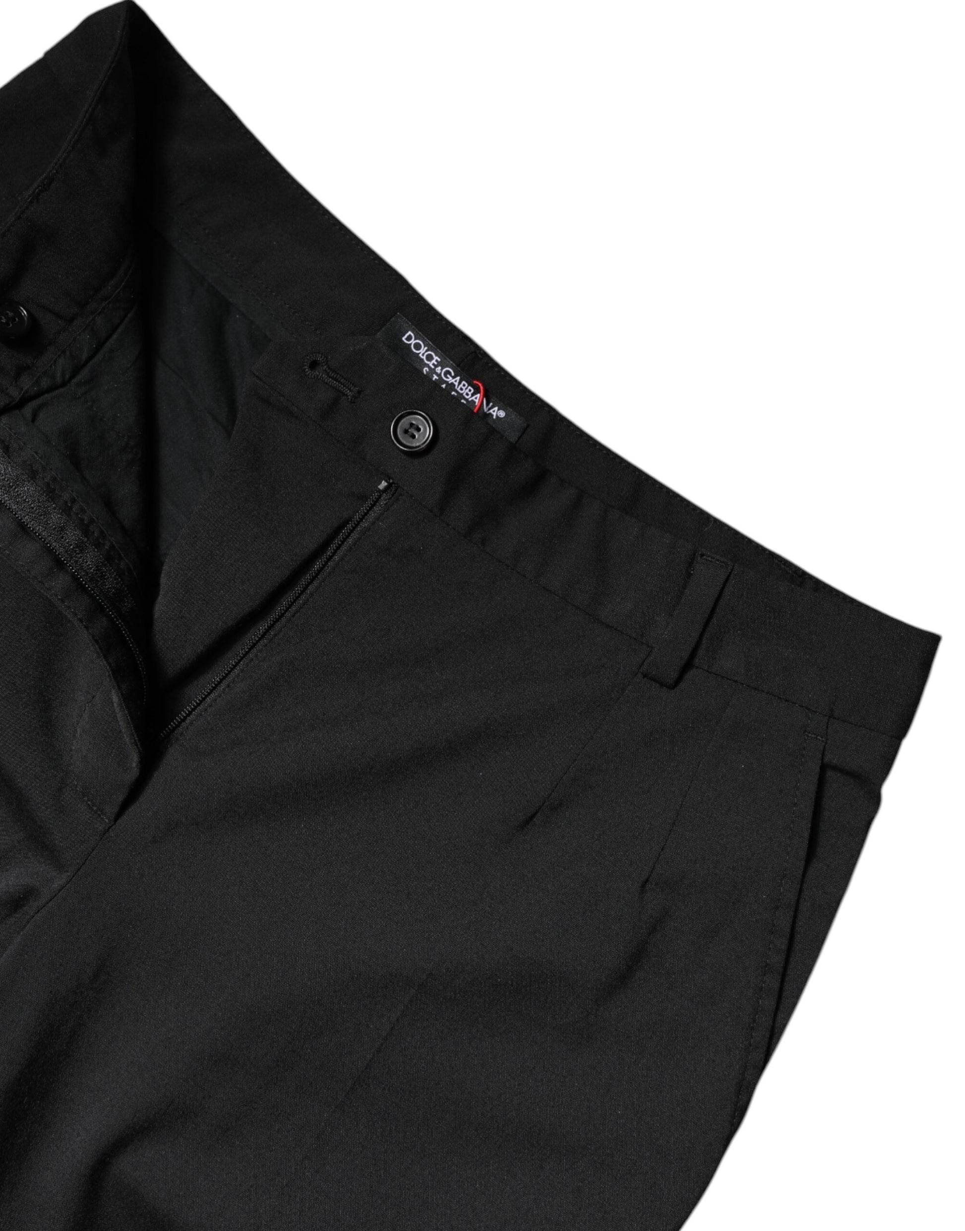 Dolce & Gabbana Black Polyester High Waist Slim Pants