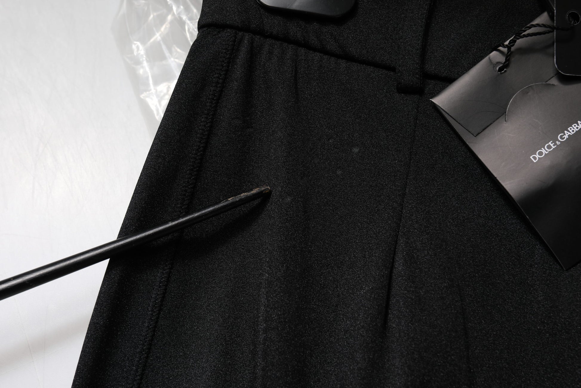 Dolce & Gabbana Black Nylon High Waist Slim Fit Pants