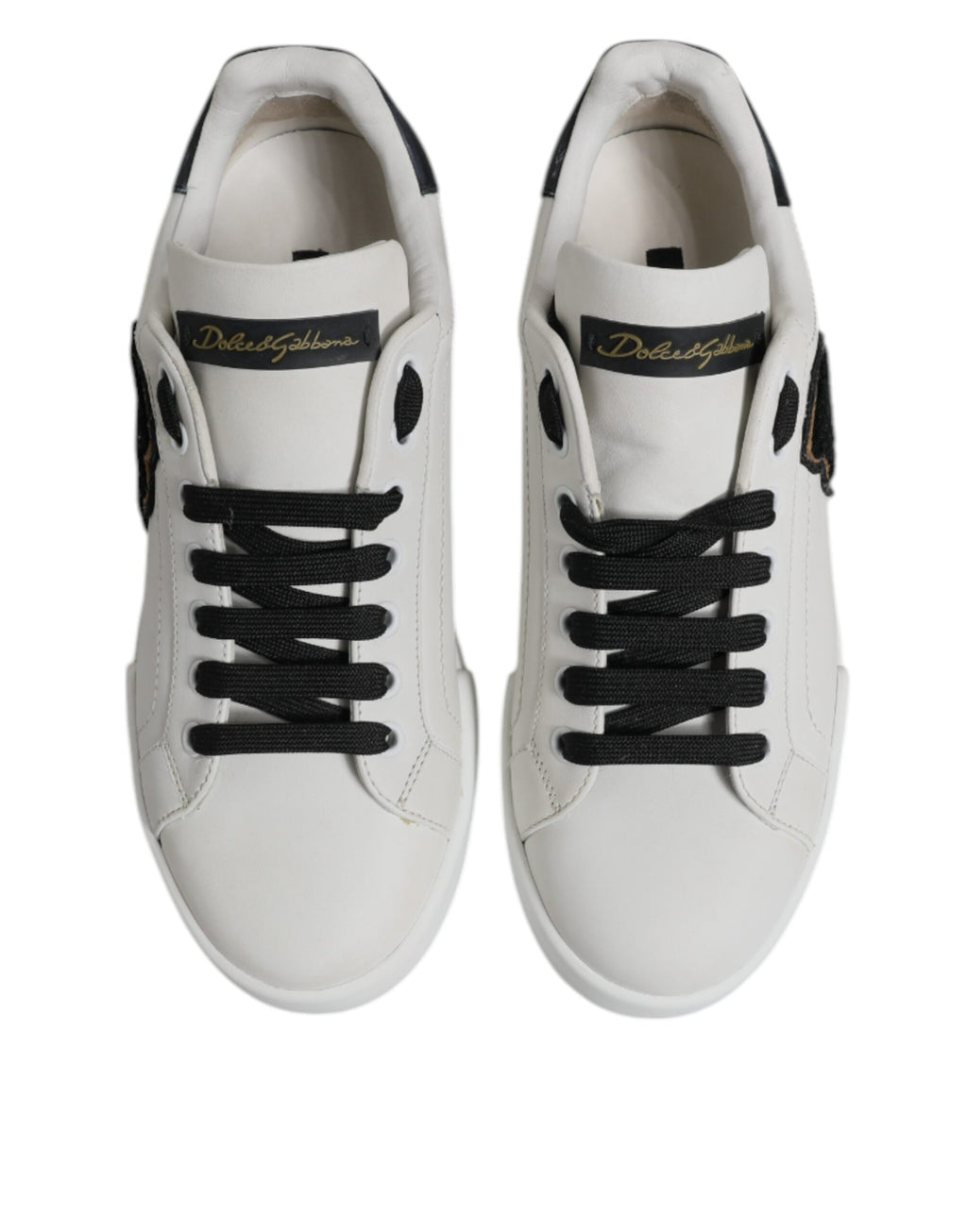 Dolce & Gabbana White Leather DG Logo Low Top Sneakers Shoes