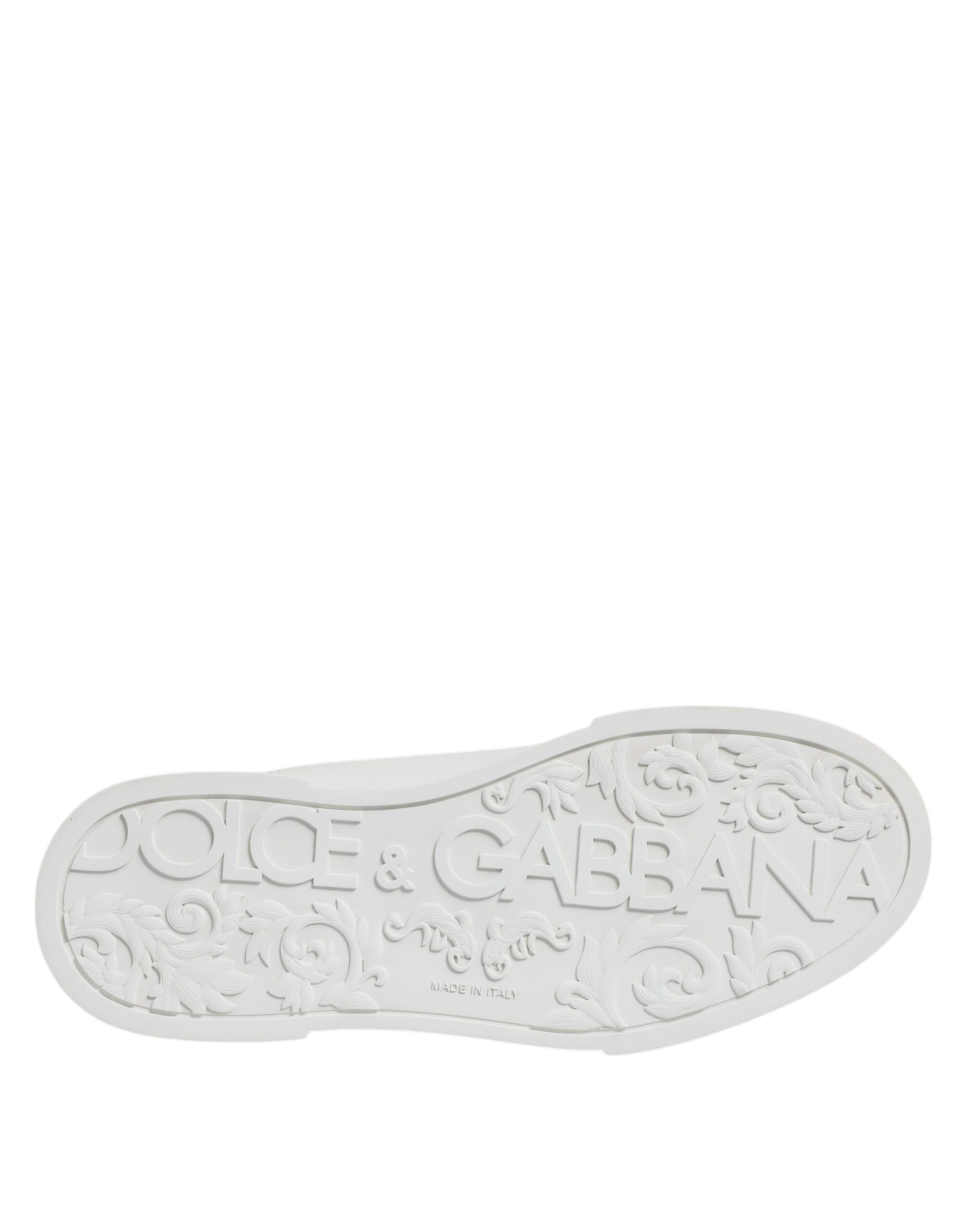Dolce & Gabbana White Leather DG Logo Low Top Sneakers Shoes