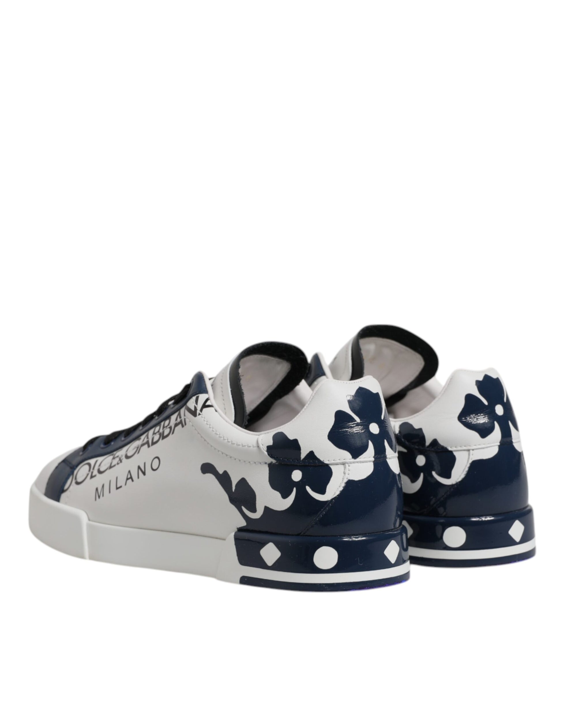 Dolce & Gabbana White Blue Crown Low Top Men Sneakers Shoes