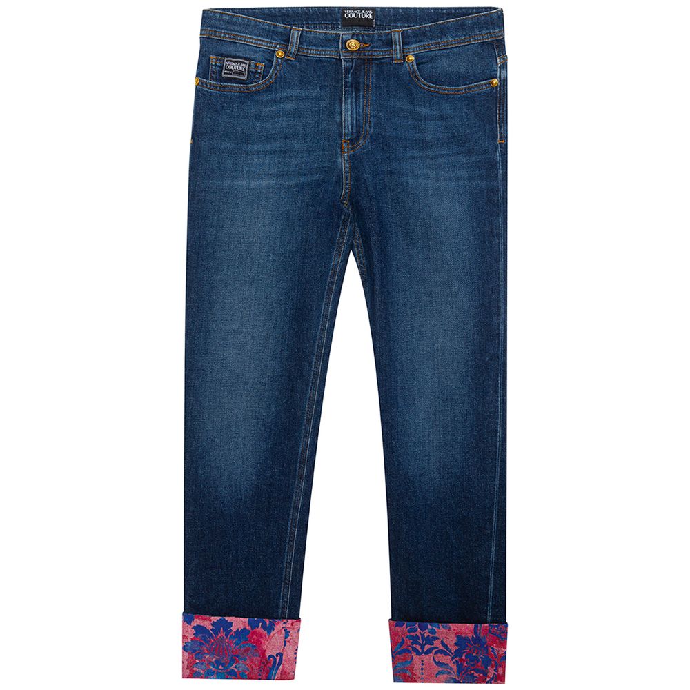 Versace Jeans Blue Cotton Slim Fit Jeans