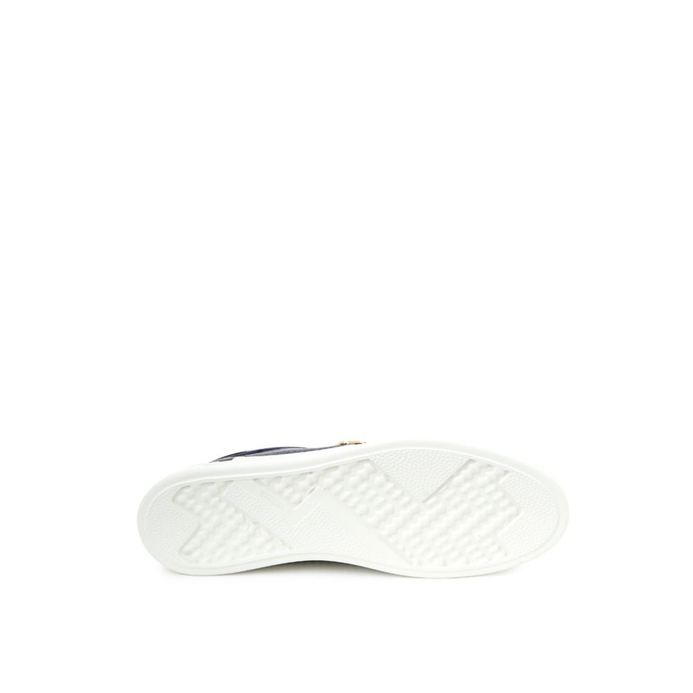 Roberto Cavalli Blue Leather Low Top Sneakers