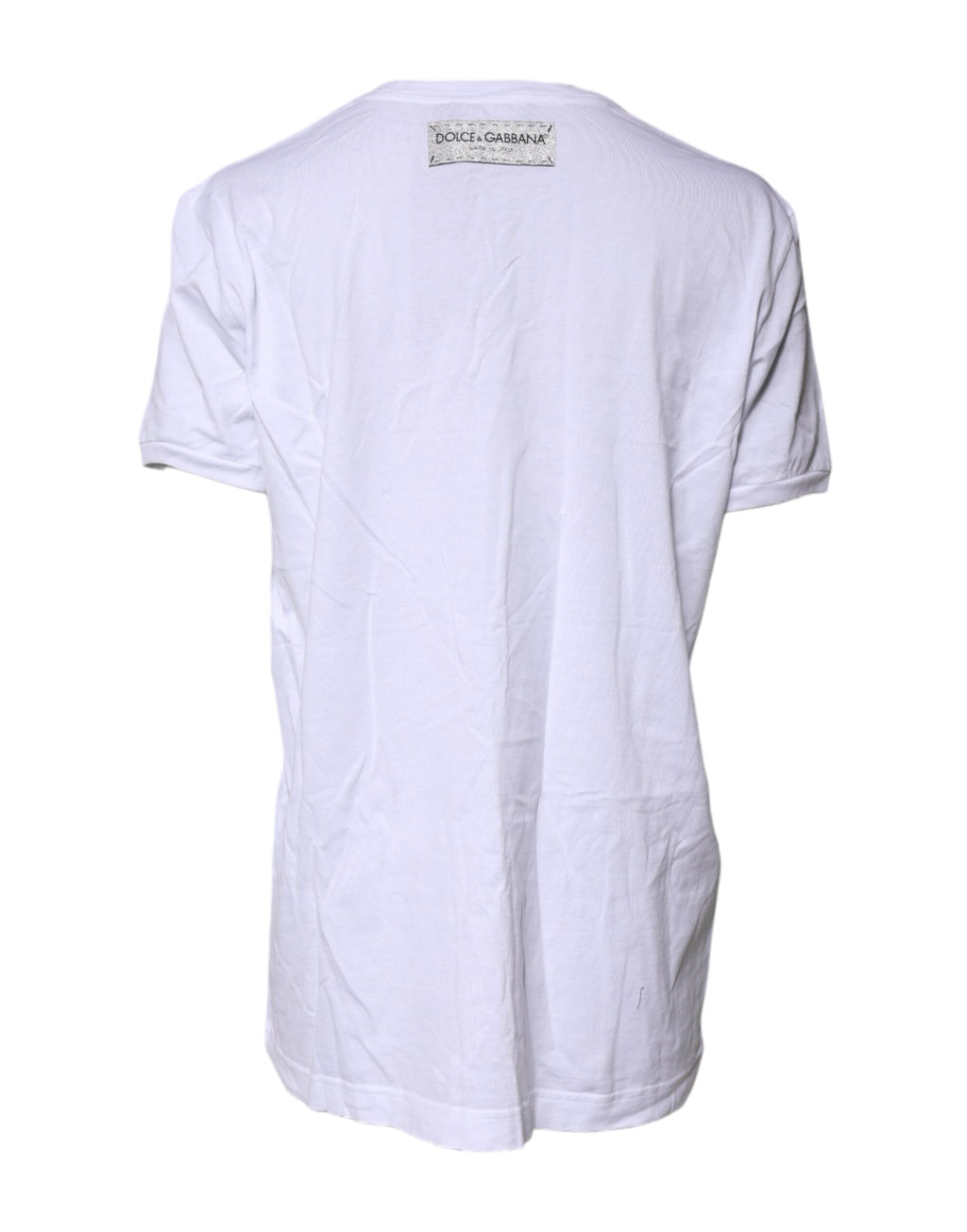 Dolce & Gabbana White Cotton Printed Round Neck Top T-shirt