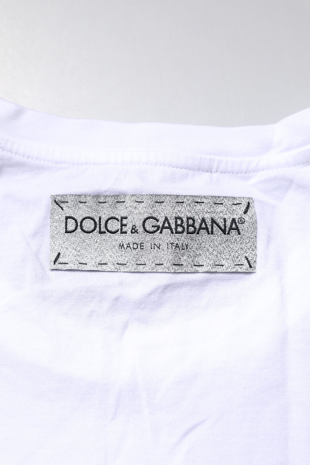 Dolce & Gabbana White Cotton Printed Round Neck Top T-shirt
