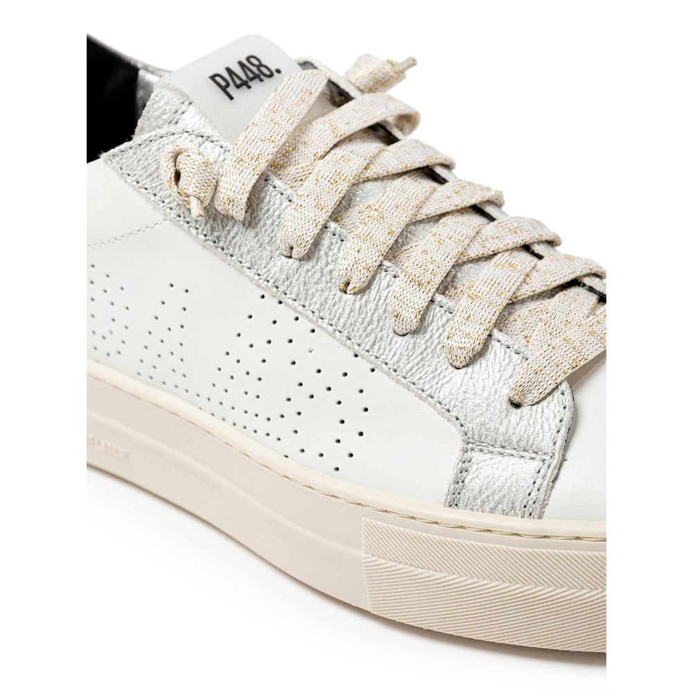 P448 White Leather Low Top Sneakers