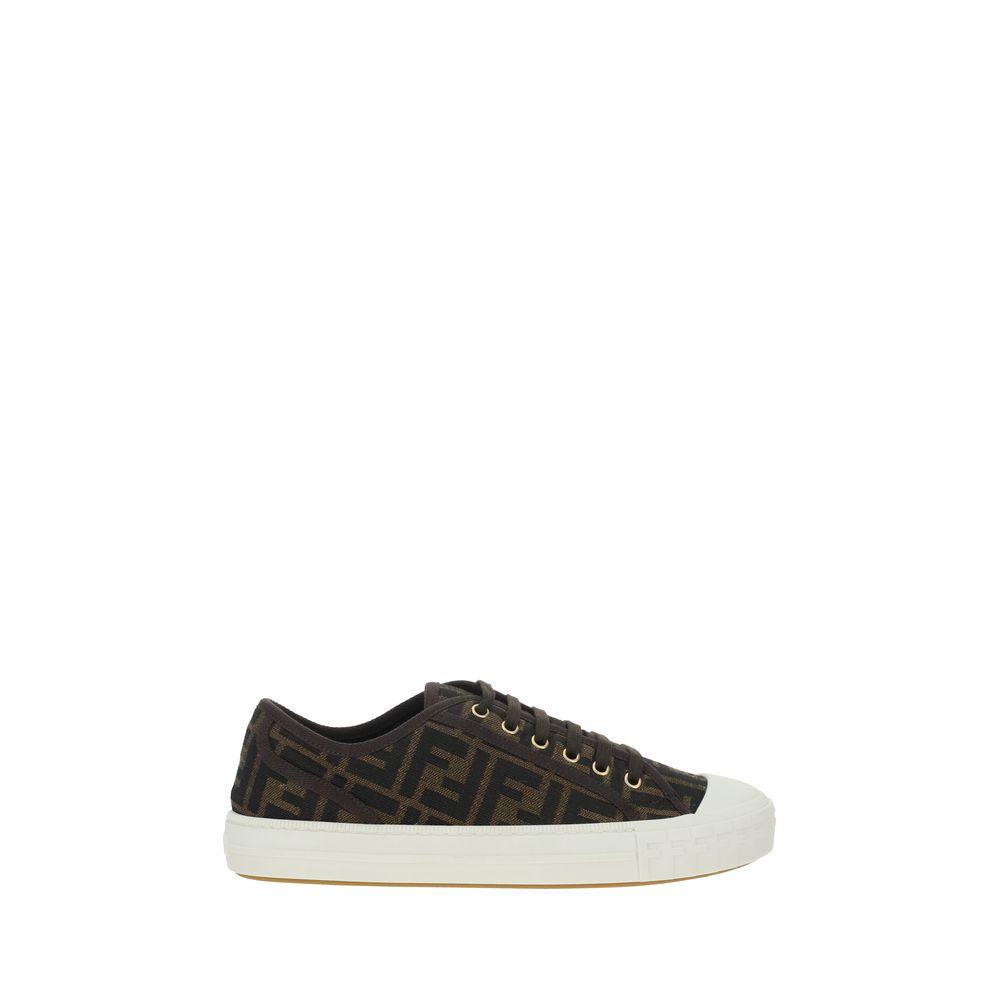 Fendi Brown Polyamide Low Top Sneakers