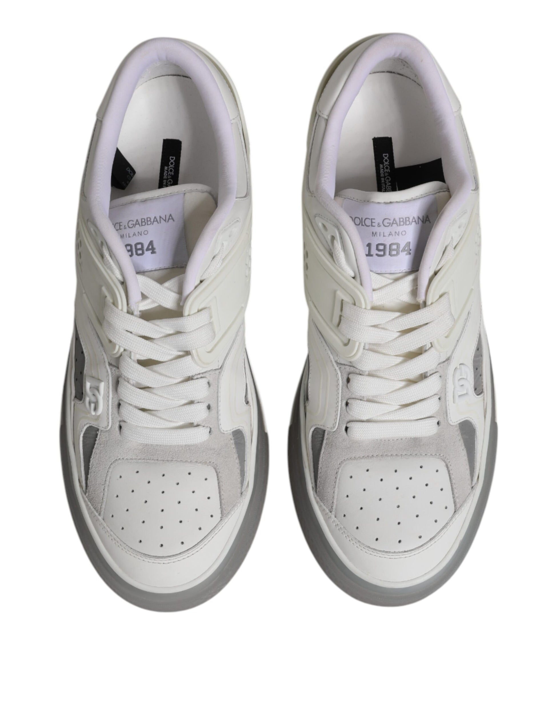 Dolce & Gabbana White Low Top DG Embossed Men Sneakers Shoes