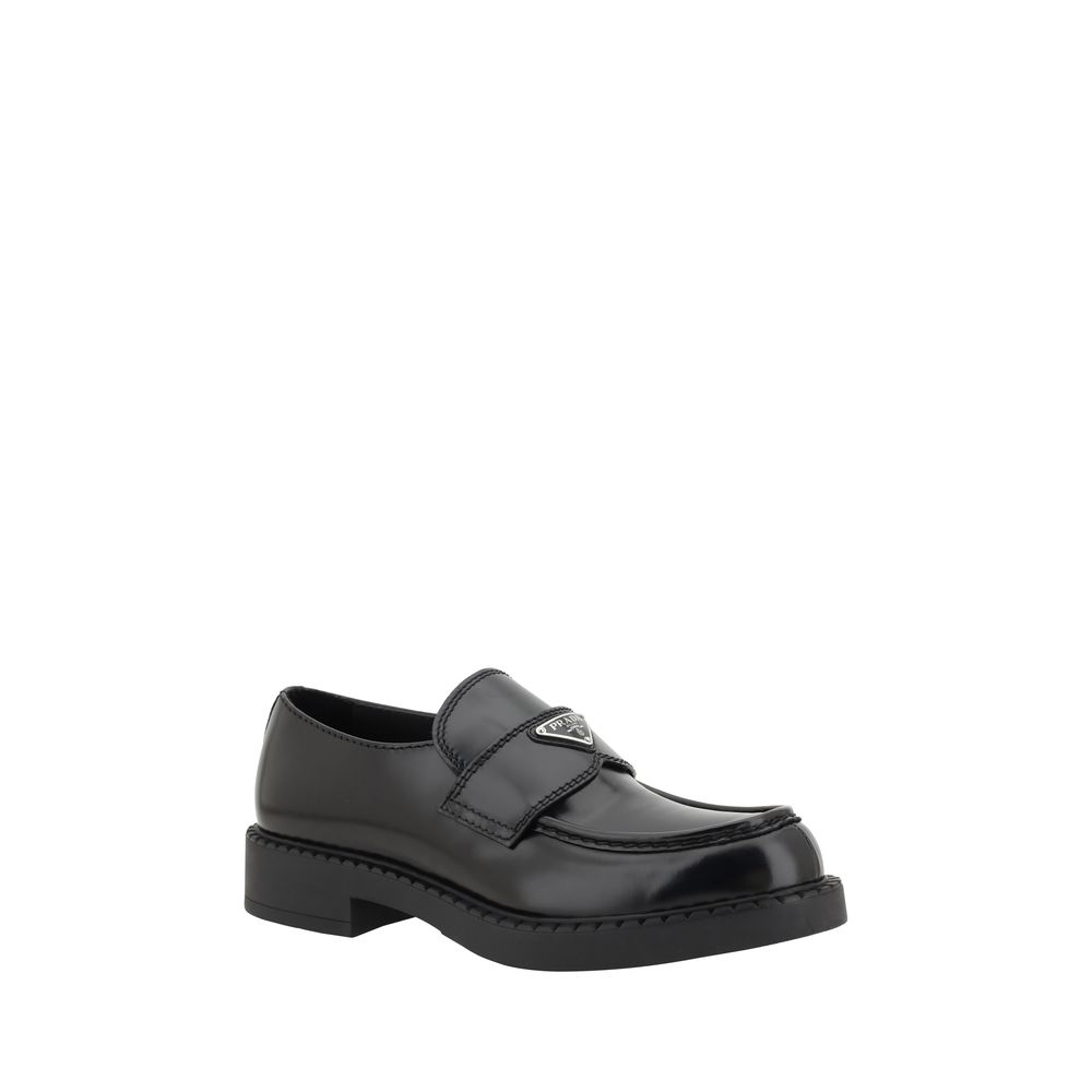 Prada Black Rubber Platform Loafers