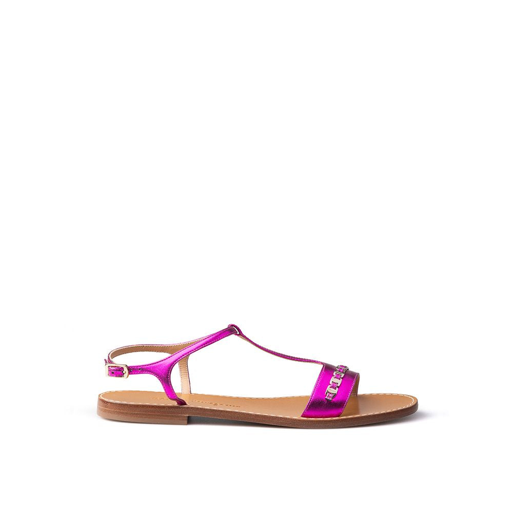 Salvatore Ferragamo Purple Leather Flat Sandals