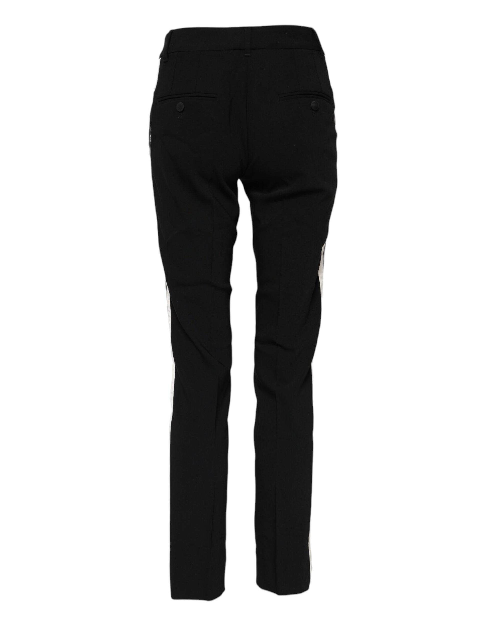 Dolce & Gabbana Black Wool Mid Waisted Tapered Dress Pants