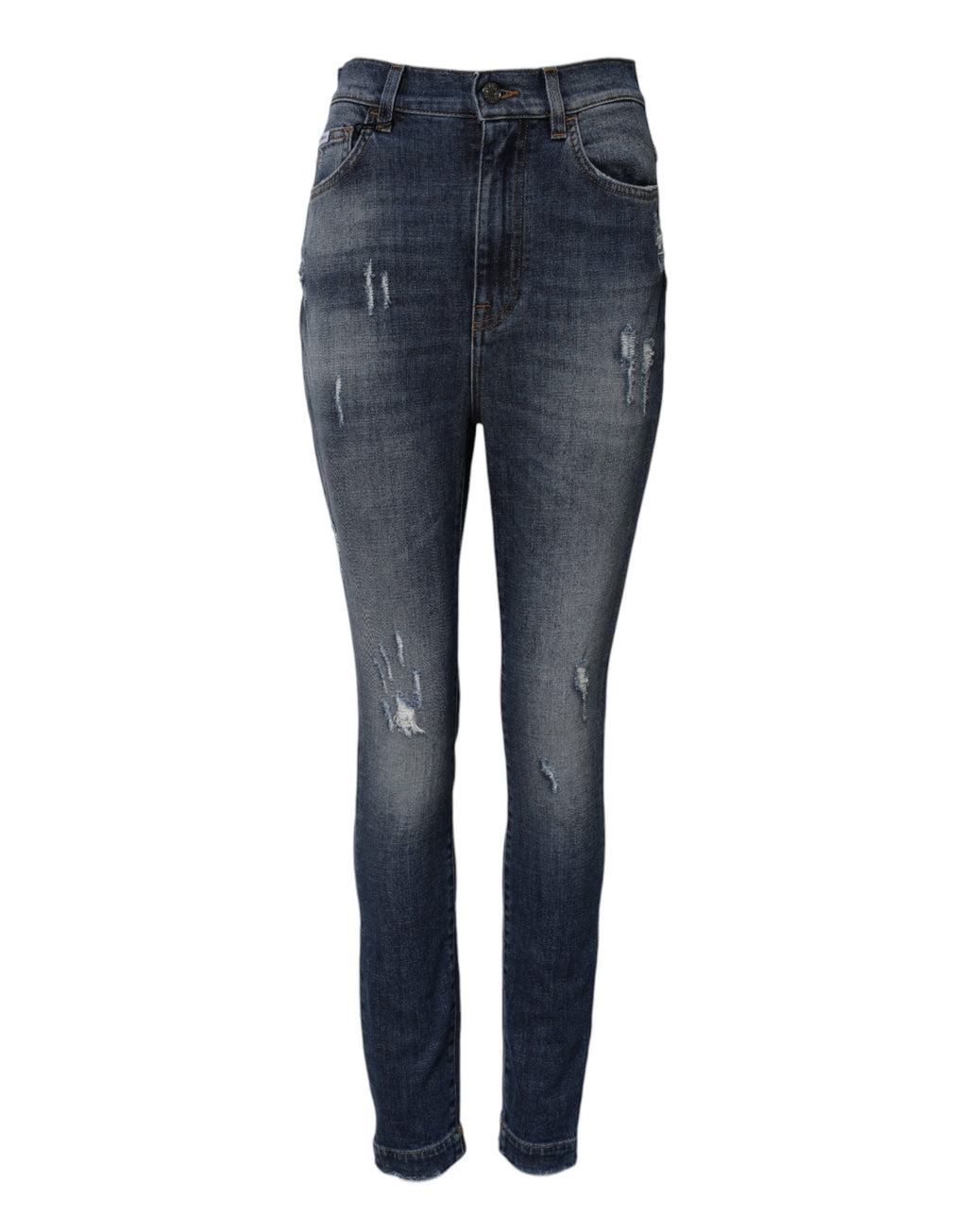 Dolce & Gabbana Blue Washed Cotton High Waisted Denim Jeans