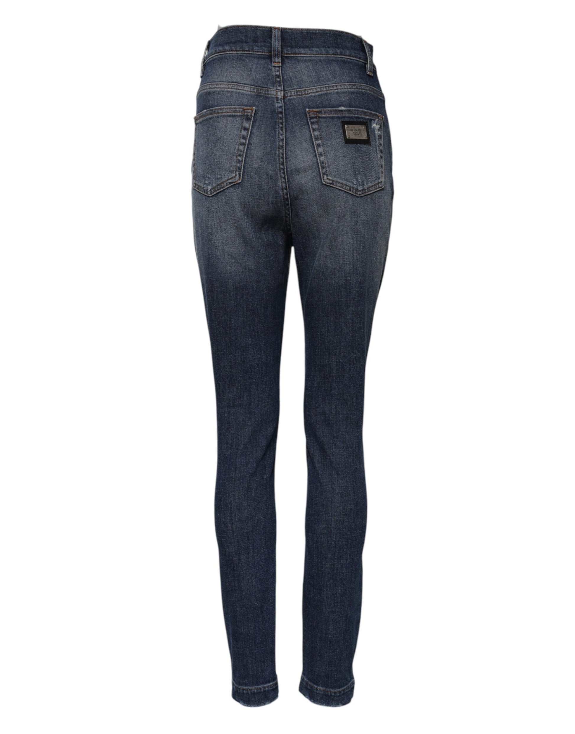 Dolce & Gabbana Blue Washed Cotton High Waisted Denim Jeans
