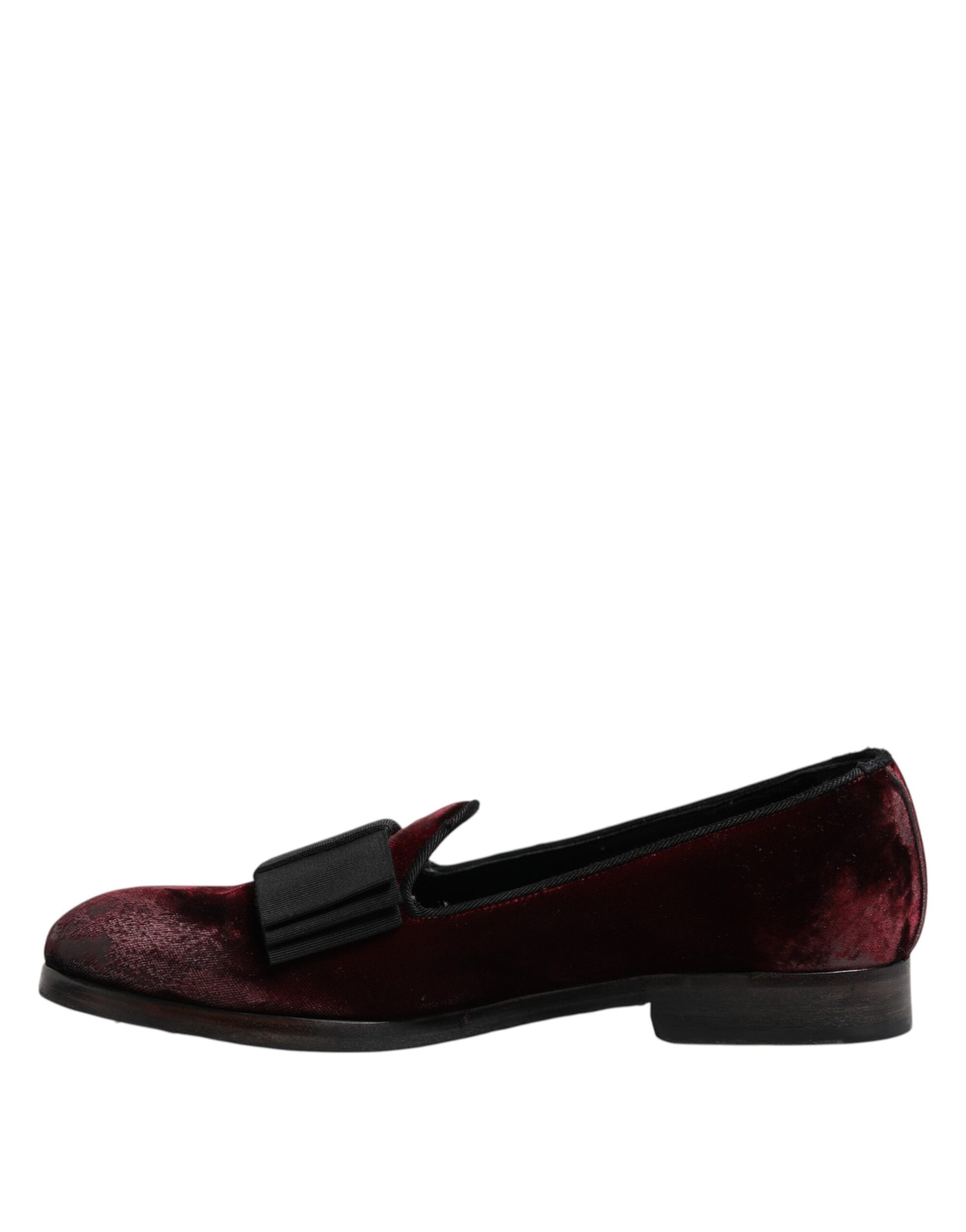 Dolce & Gabbana Red Velvet Men Slip On Loafers Dress Shoes