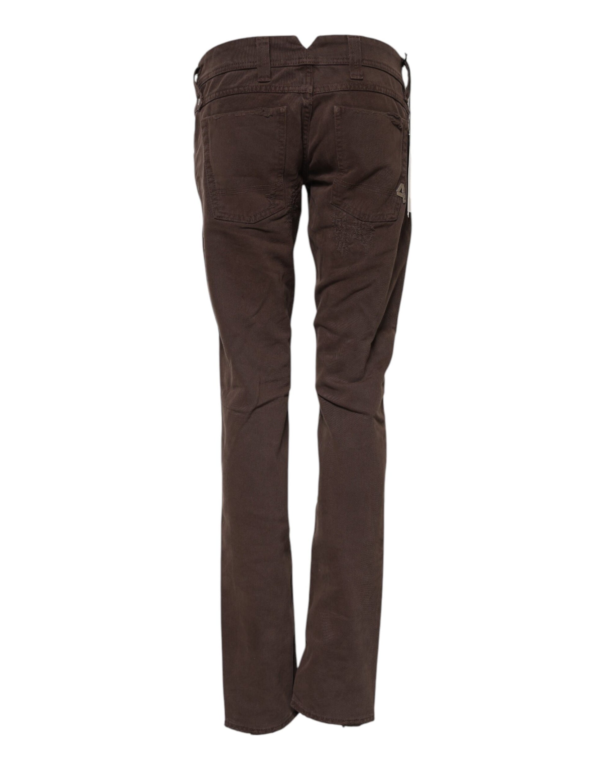 CYCLE Brown Cotton Low Waist Skinny Casual Jeans