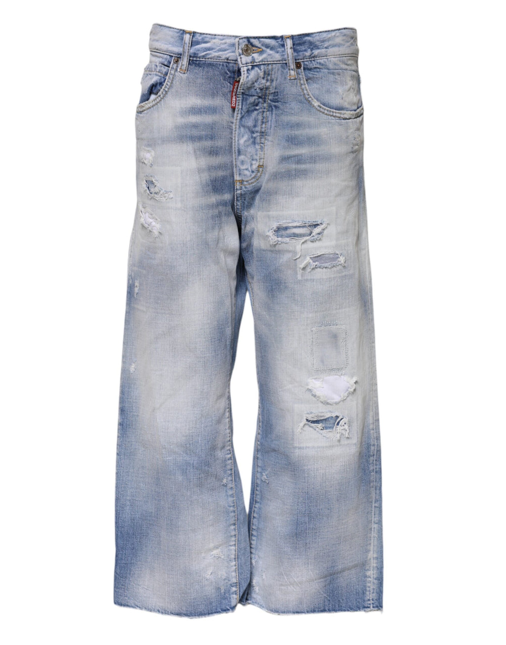 Dsquared² Blue Washed High Waist Wide Leg Jeans