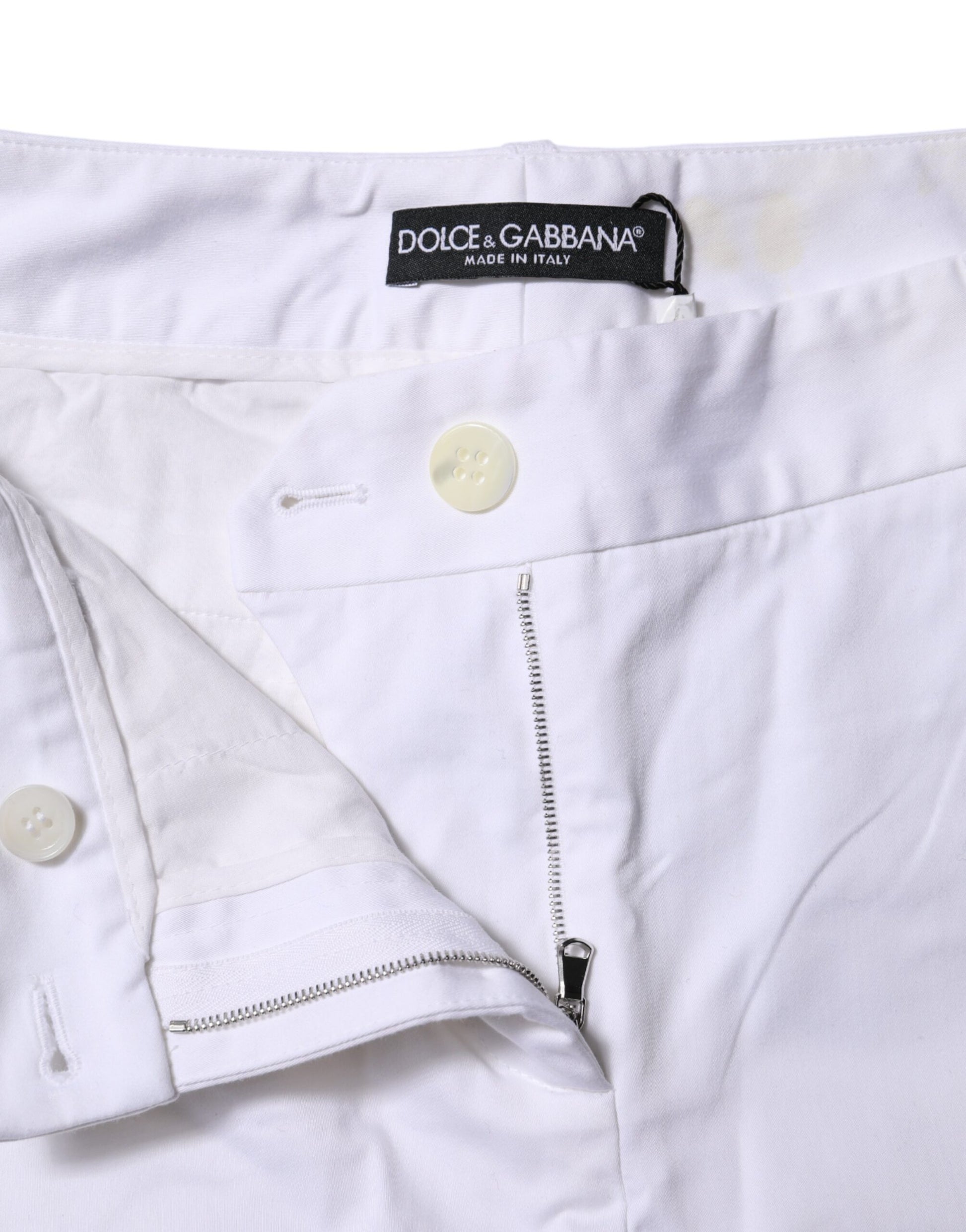 Dolce & Gabbana White Cotton Stretch Mid Waist Jeans