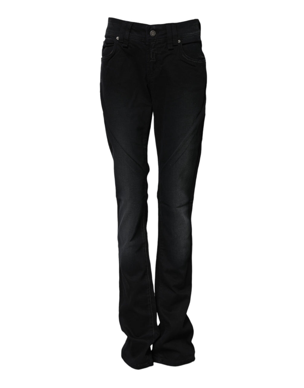 John Galliano Black Cotton Mid Waist Tapered Denim Jeans