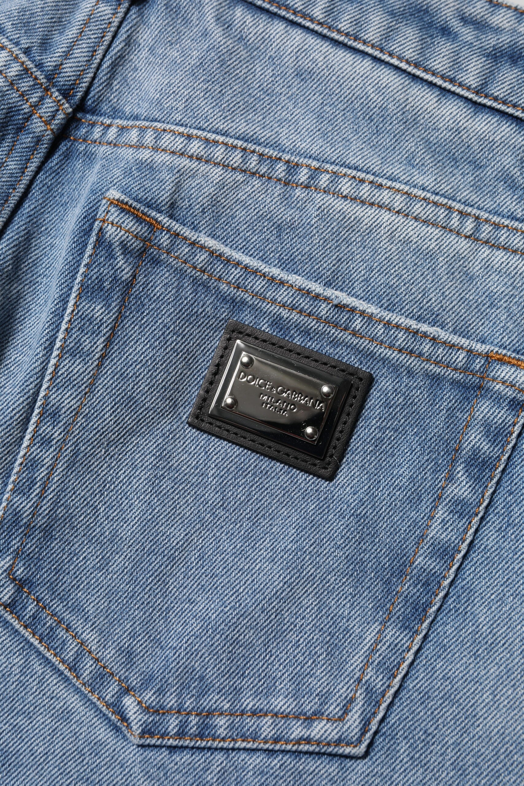 Dolce & Gabbana Blue Washed Skinny High Waist Denim Jeans