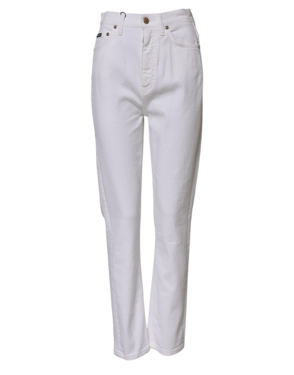 Dolce & Gabbana White Cotton High Waist Straight Denim Jeans