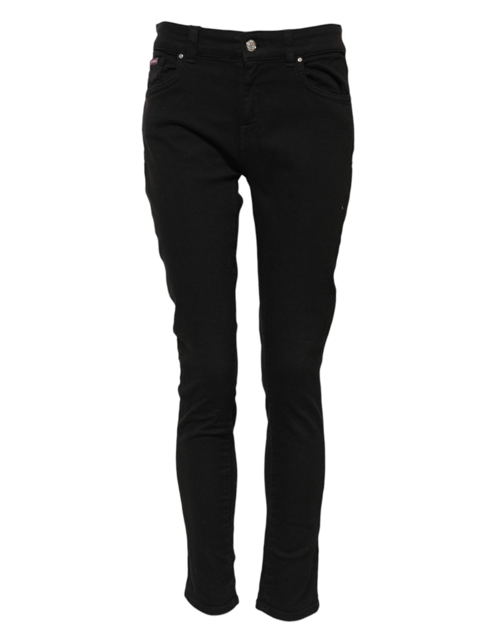 Dolce & Gabbana Black Cotton Logo Skinny Mid Waist Denim Jeans