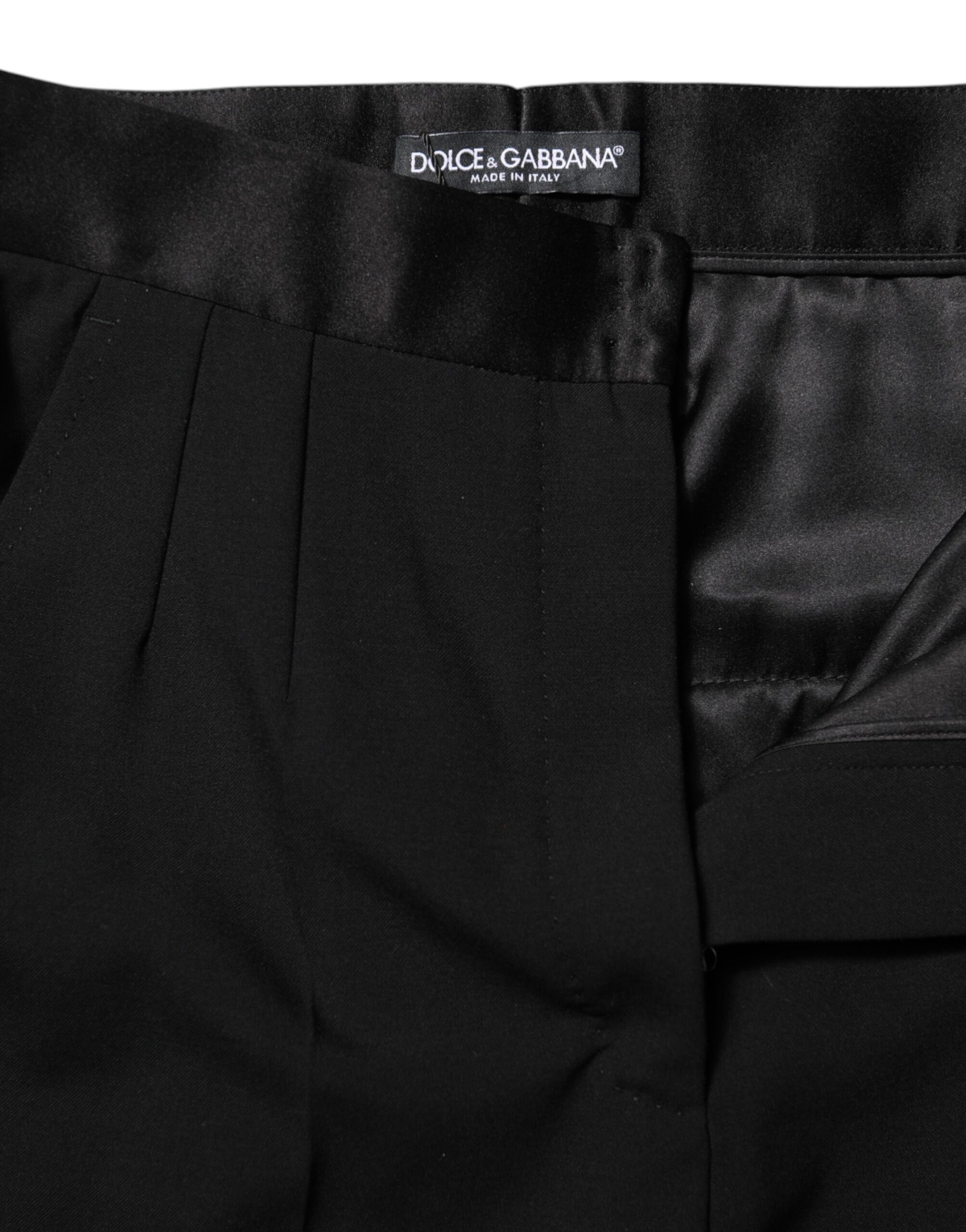 Dolce & Gabbana Black Wool Tapered High Waist Pants