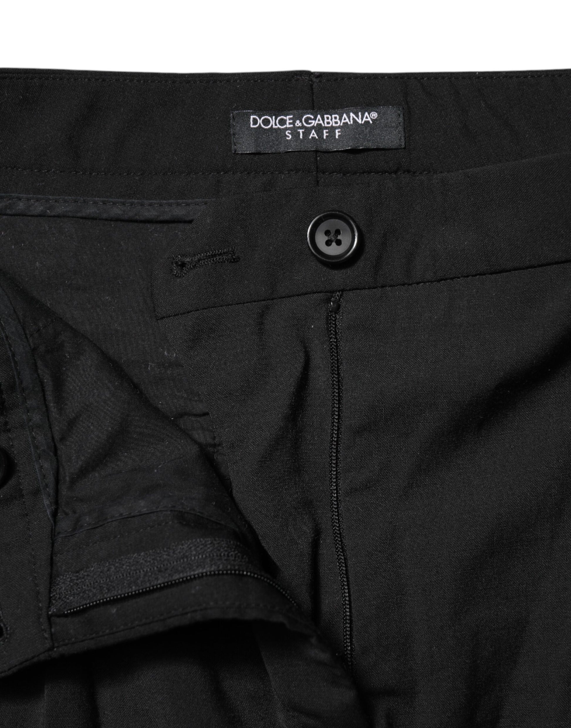 Dolce & Gabbana Black STAFF Mid Waist Tapered Pants