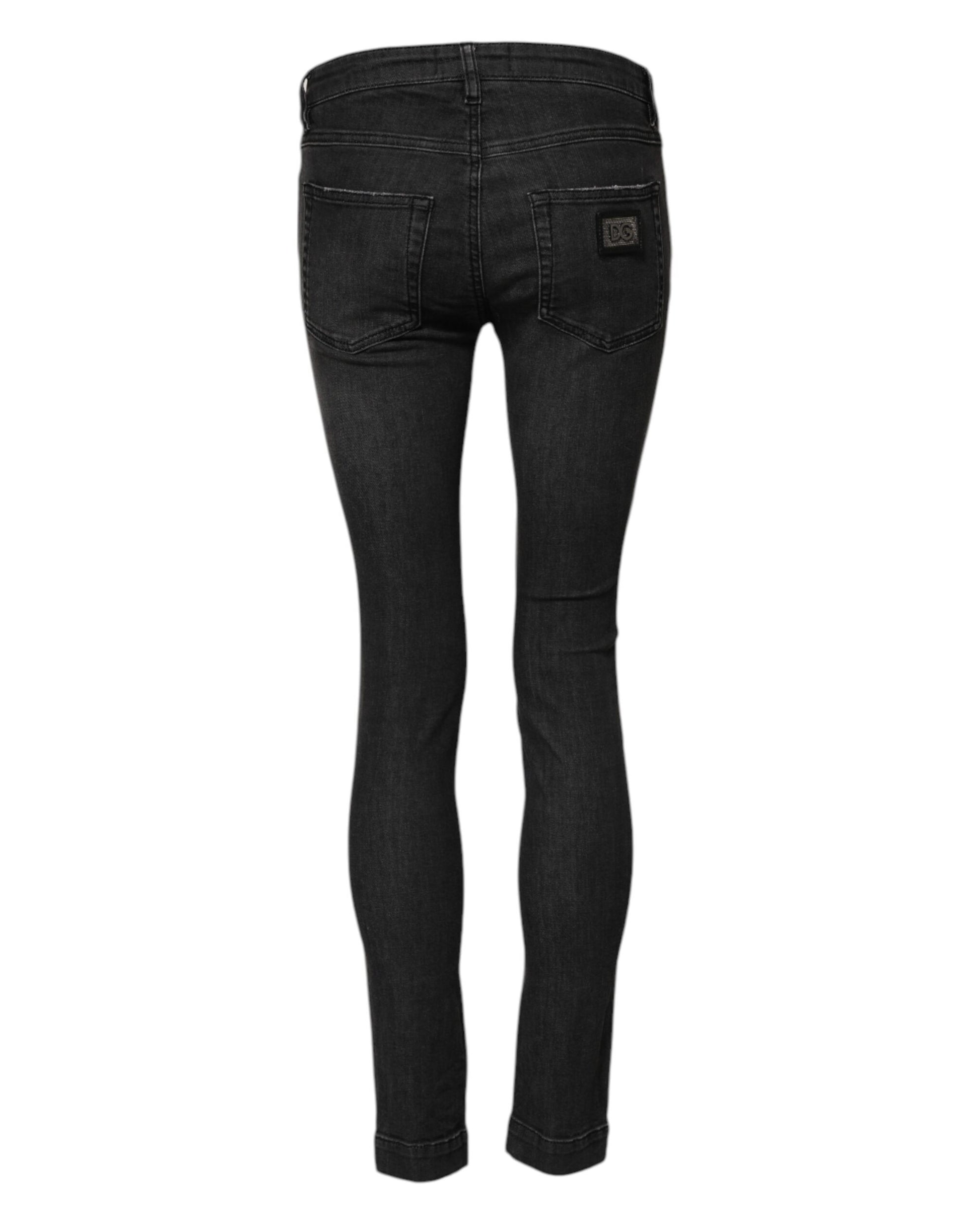 Dolce & Gabbana Black Cotton Low Waist Skinny Denim Jeans