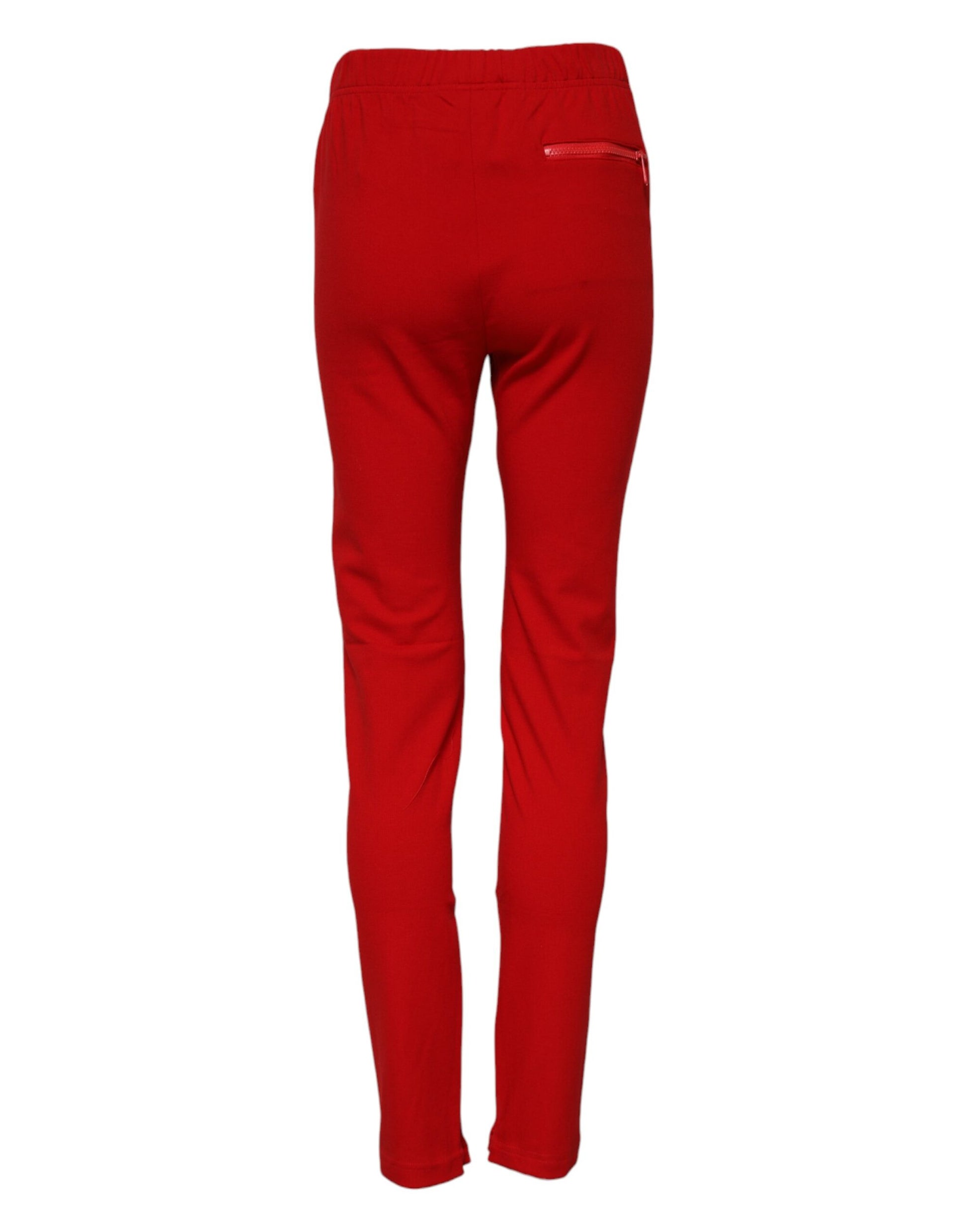 Dolce & Gabbana Red Mid Waist Slim Fit Pants