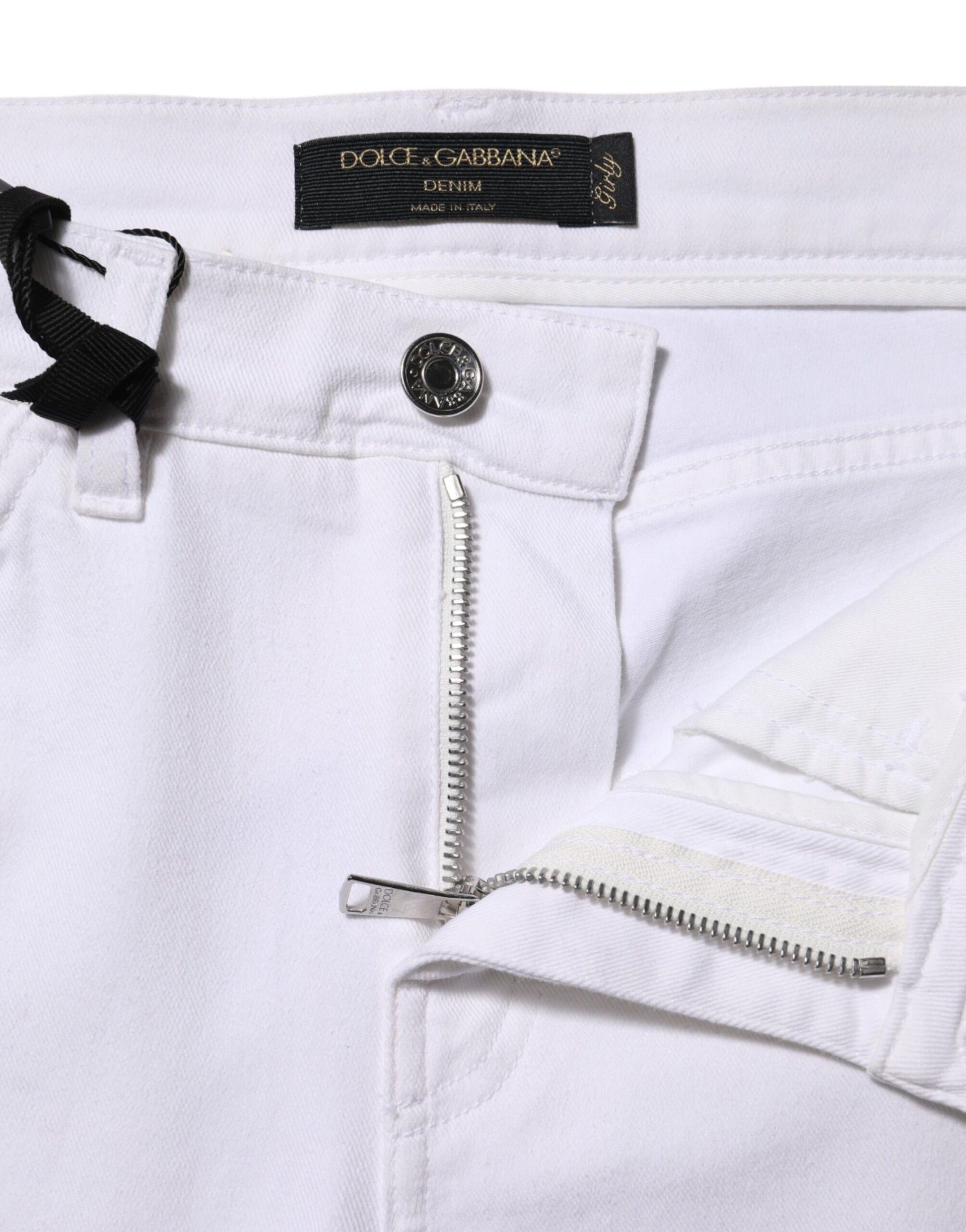 Dolce & Gabbana White Floral Embroidery GIRLY Denim Jeans