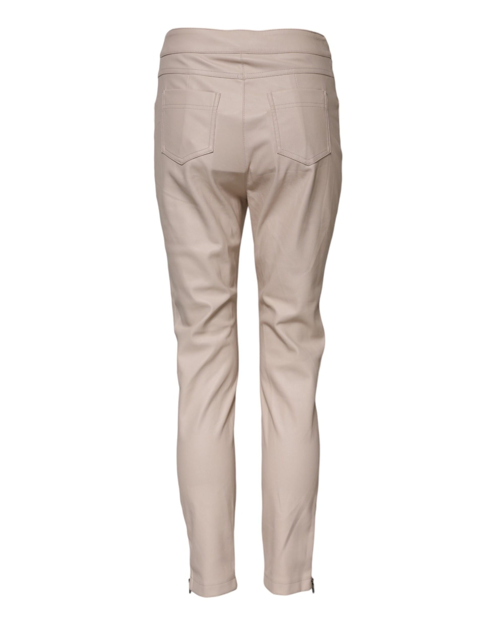 Elisabetta Franchi Beige High Waist Tapered Pants