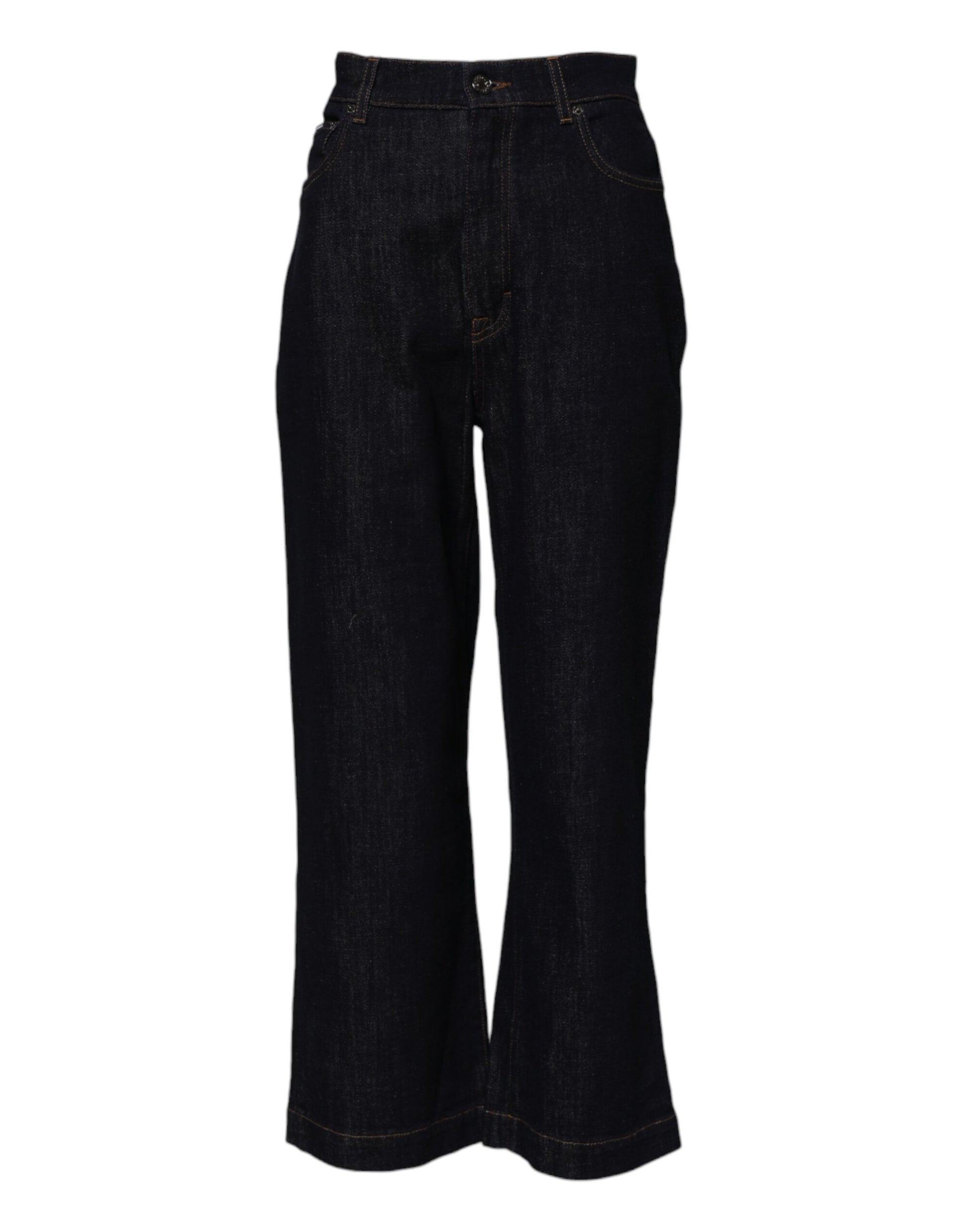 Dolce & Gabbana Blue Cotton High Waisted Flared Denim Jeans